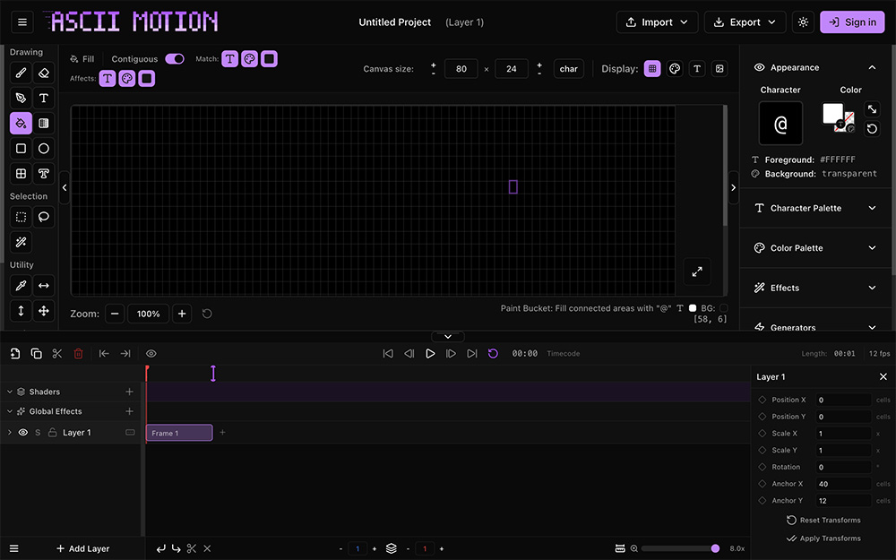 ASCII Motion在线ASCII动画创作工具