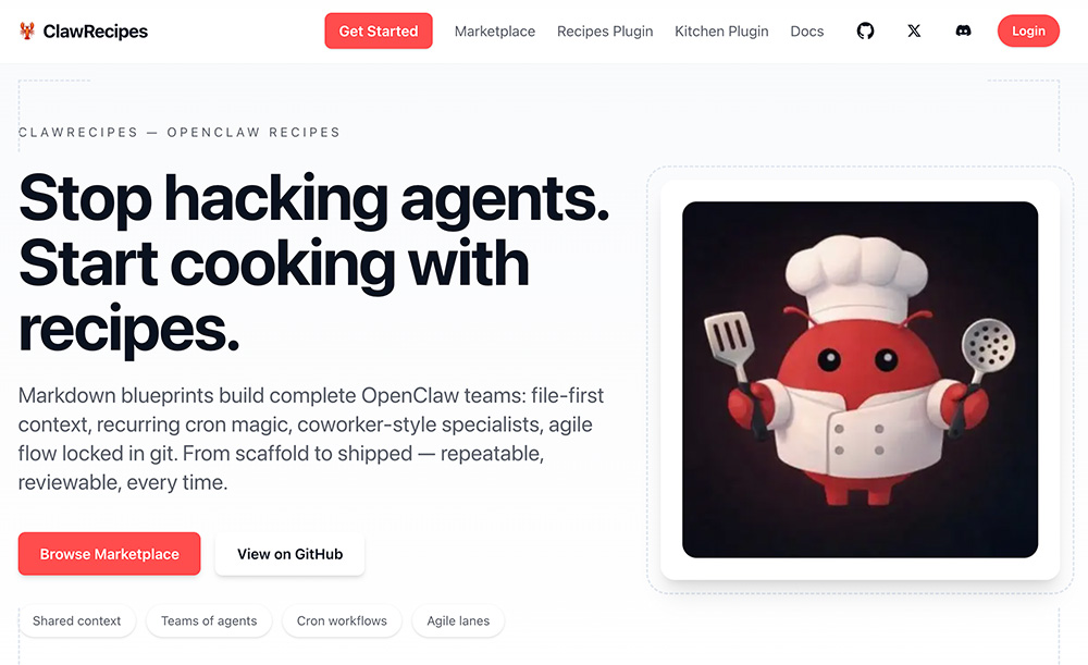 ClawRecipes官网:OpenClaw团队工作流自动化食谱插件