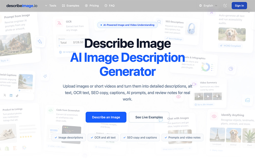 Describe Image｜AI图像视频解析转文字平台