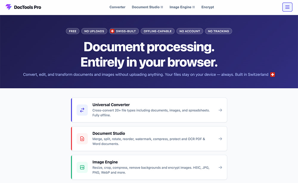 DocTools Pro浏览器全能本地文档图像处理工作台