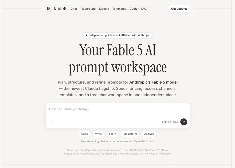 fable5.io｜Claude Fable 5专属提示词工作台&模型使用指南