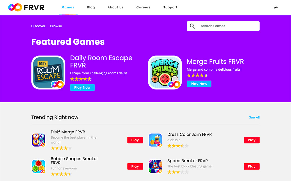 FRVR:HTML5免费小游戏平台