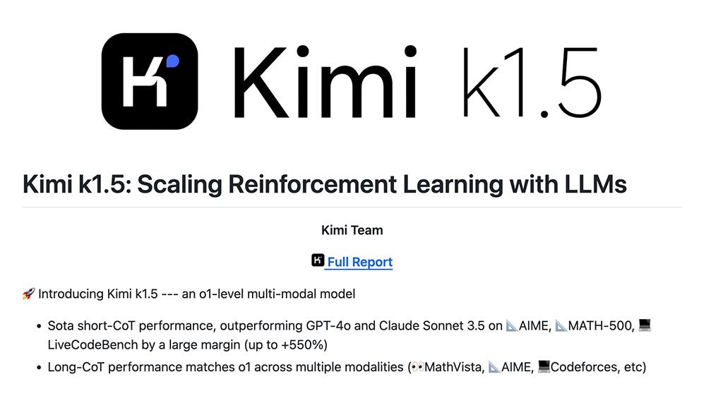 Kimi k1.5:MoonshotAI 开发的多模态语言模型