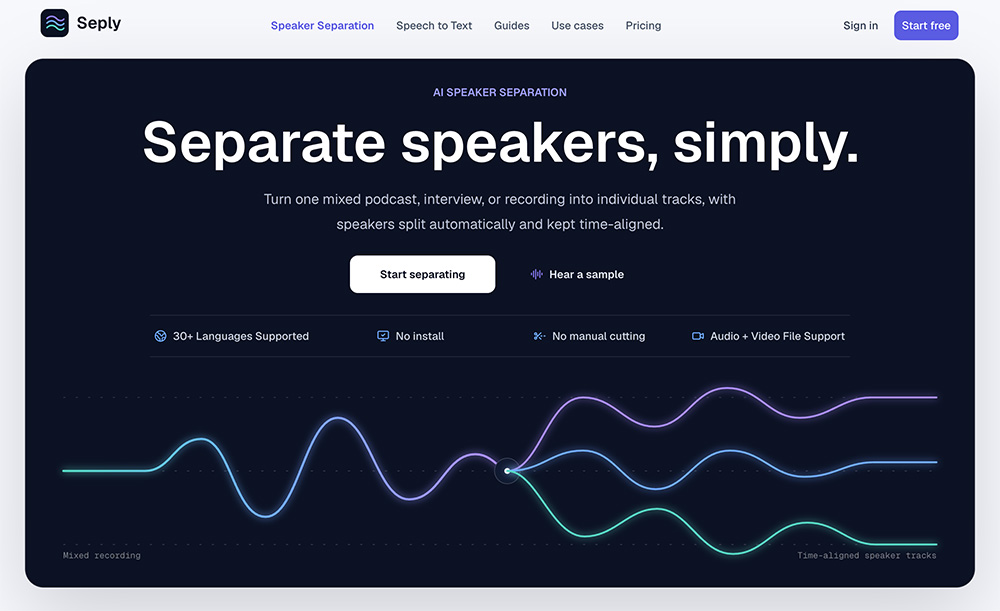 Seply Speaker Separation官网插图