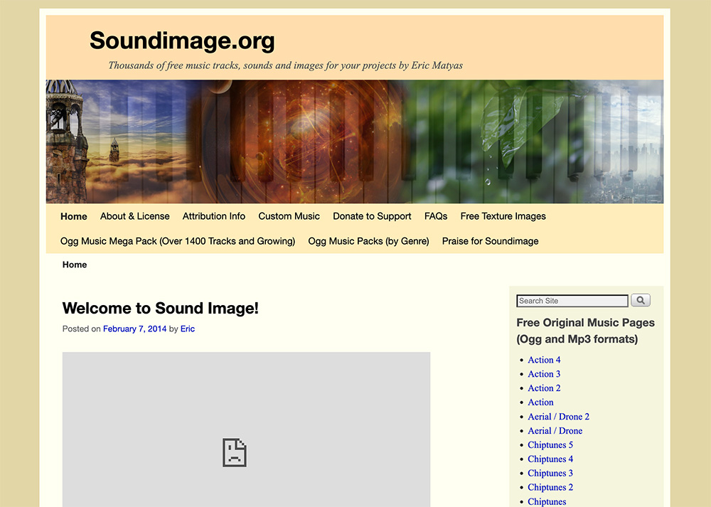 SoundImage：提供免费可商用的音乐、纹理图片下载