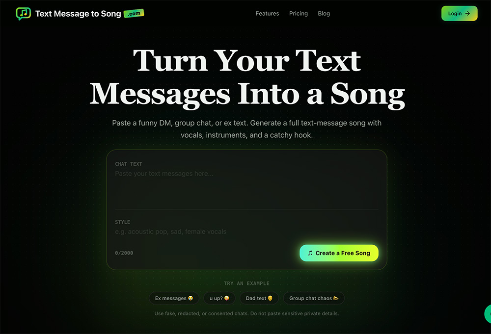 Text Message to Song AI创意音乐生成平台