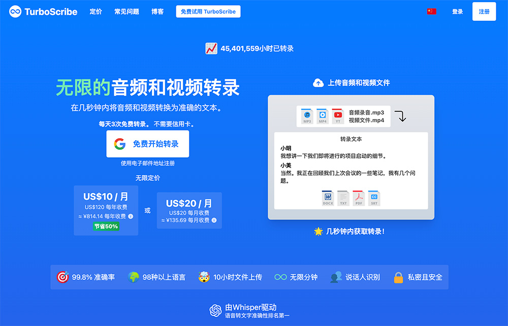TurboScribe官网插图