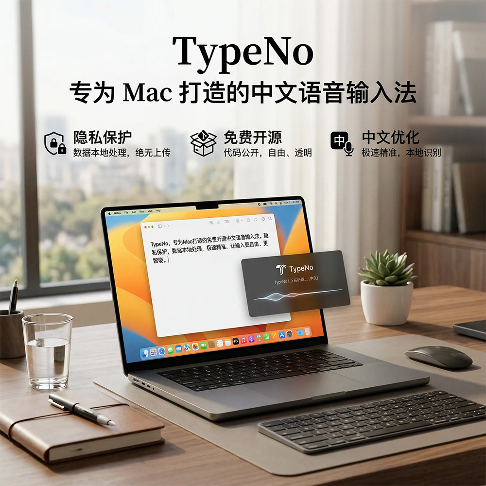 TypeNo官网：macOS免费开源中文语音输入法