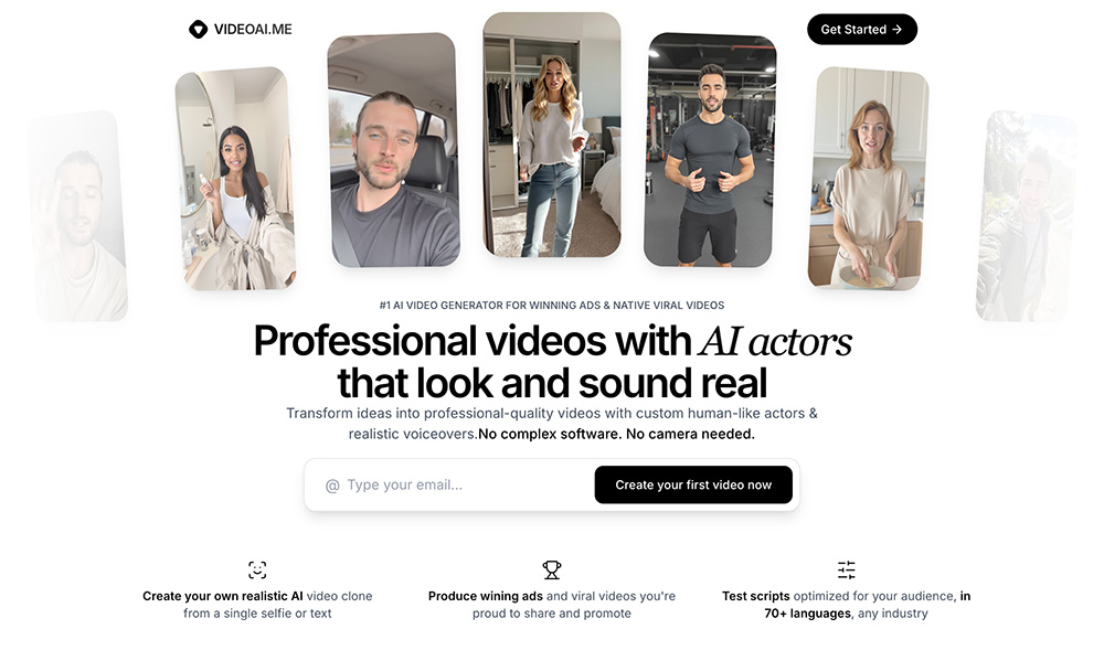 VIDEOAI.ME官网截图