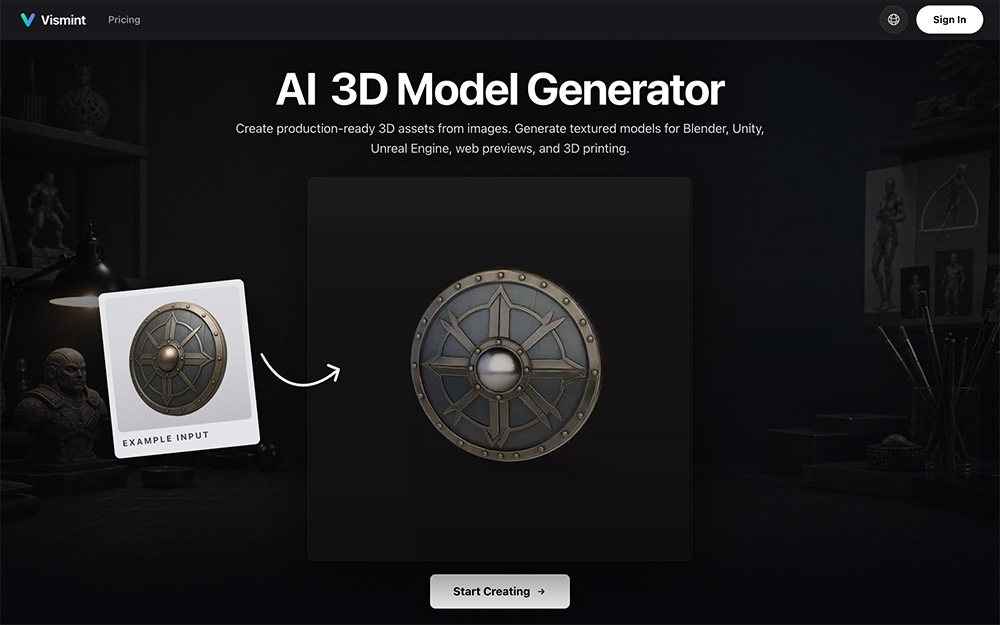 Vismint官网：一款浏览器端AI 3D生成工具